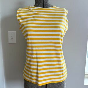 Vintage Charter Club Yellow & White Striped Tank Top